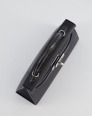 *ULTRA RARE* Hermès Mini Kelly II 20 Touch Bag in Graphite Madame Leather, Noir Alligator Mississippesis Lisse Leather with Palladium Hardware