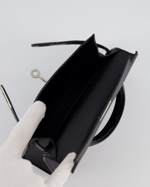 *ULTRA RARE* Hermès Mini Kelly II 20 Touch Bag in Graphite Madame Leather, Noir Alligator Mississippesis Lisse Leather with Palladium Hardware