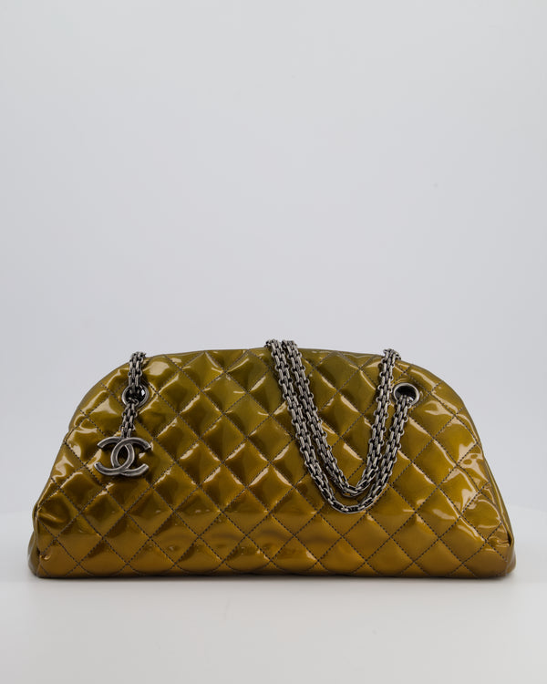 Chanel Bronze Patent Mademoiselle Shoulder Bag With Antique Gold Hardware