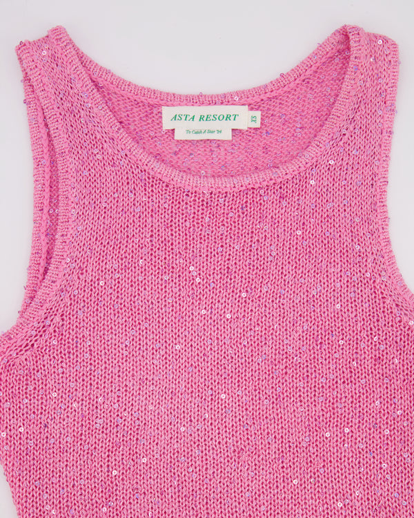 Asta Resort Pink Sequin Embellished Knit Natalia Mini Dress Size XS (UK 6) RRP £242