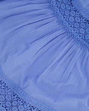 Charo Ruiz Blue Cotton Cindy Maxi Dress with Lace Detail Size S (UK 8)