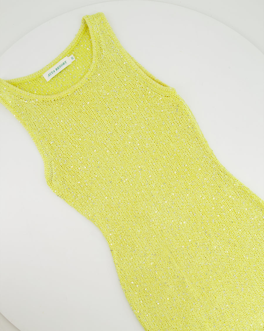 Asta Resort Yellow Sequin Embellished Knit Natalia Maxi Dress Size XS (UK 6) RRP £298