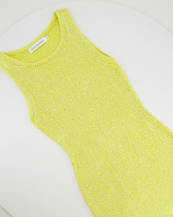 Asta Resort Yellow Sequin Embellished Knit Natalia Maxi Dress Size XS (UK 6) RRP £298