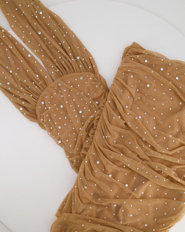 Norma Kamali Beige Top and Skirt Set with Crystal Embellishments Size S (UK 8)