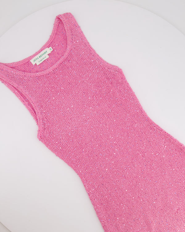 Asta Resort Pink Sequin Embellished Knit Natalia Mini Dress Size XS (UK 6) RRP £242