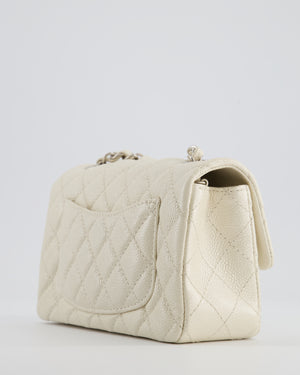 *SUPER RARE* Chanel Pearlescent Mini Rectangular Classic Flap Bag in Caviar Leather with Brushed Silver Hardware