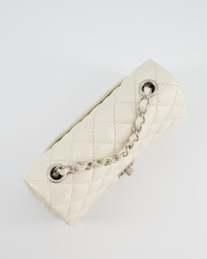*SUPER RARE* Chanel Pearlescent Mini Rectangular Classic Flap Bag in Caviar Leather with Brushed Silver Hardware