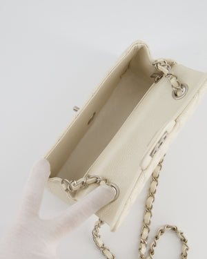 *SUPER RARE* Chanel Pearlescent Mini Rectangular Classic Flap Bag in Caviar Leather with Brushed Silver Hardware