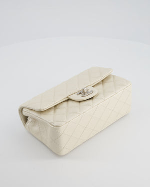 *SUPER RARE* Chanel Pearlescent Mini Rectangular Classic Flap Bag in Caviar Leather with Brushed Silver Hardware