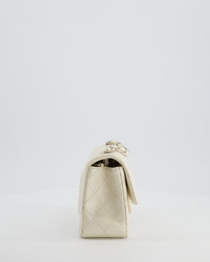 *SUPER RARE* Chanel Pearlescent Mini Rectangular Classic Flap Bag in Caviar Leather with Brushed Silver Hardware