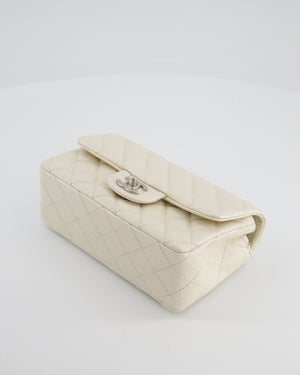 *SUPER RARE* Chanel Pearlescent Mini Rectangular Classic Flap Bag in Caviar Leather with Brushed Silver Hardware