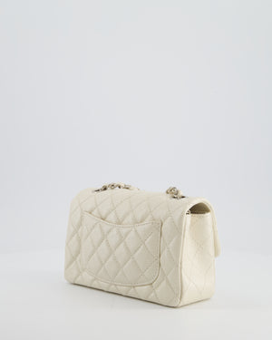 *SUPER RARE* Chanel Pearlescent Mini Rectangular Classic Flap Bag in Caviar Leather with Brushed Silver Hardware