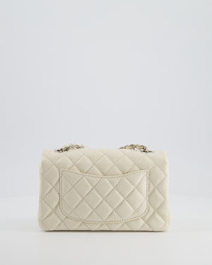 *SUPER RARE* Chanel Pearlescent Mini Rectangular Classic Flap Bag in Caviar Leather with Brushed Silver Hardware