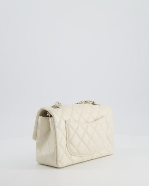 *SUPER RARE* Chanel Pearlescent Mini Rectangular Classic Flap Bag in Caviar Leather with Brushed Silver Hardware