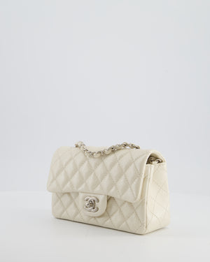 *SUPER RARE* Chanel Pearlescent Mini Rectangular Classic Flap Bag in Caviar Leather with Brushed Silver Hardware