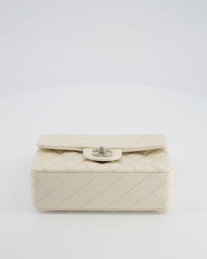 *SUPER RARE* Chanel Pearlescent Mini Rectangular Classic Flap Bag in Caviar Leather with Brushed Silver Hardware