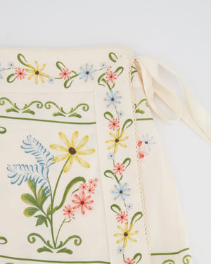Agua Bendita Cream Wrap Mini Skirt with Flower Print Details Size XS/S (UK 6/8) RRP £210