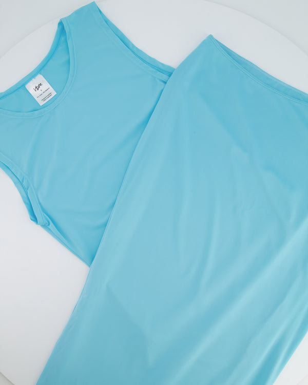 VDM Light Blue Top and Midi Skirt Set Size S (UK 8)