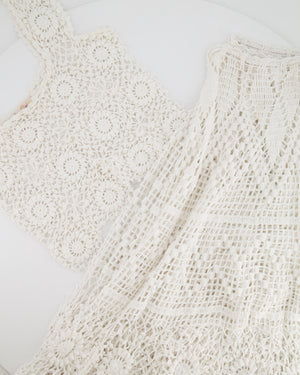 Alix Pinho White Crochet Top and Maxi Skirt Set Size UK 8
