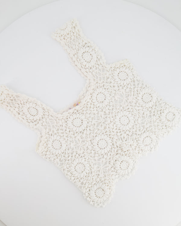 Alix Pinho White Crochet Top and Maxi Skirt Set Size UK 8