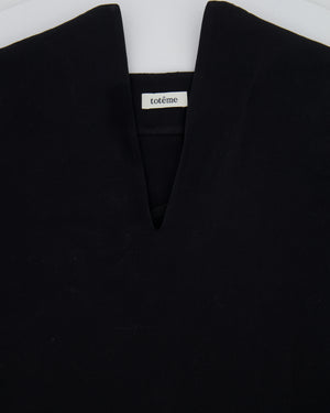 Toteme Black Cotton and Silk Blend Short Sleeved Azzuro Top Size XS (UK 6)