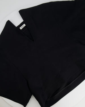 Toteme Black Cotton and Silk Blend Short Sleeved Azzuro Top Size XS (UK 6)