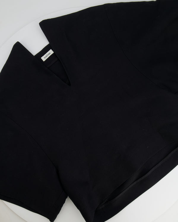 Toteme Black Cotton and Silk Blend Short Sleeved Azzuro Top Size XS (UK 6)