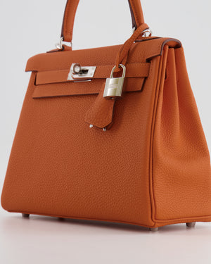 Hermès Kelly 25cm Retourne in Orange Togo Leather with Palladium Hardware