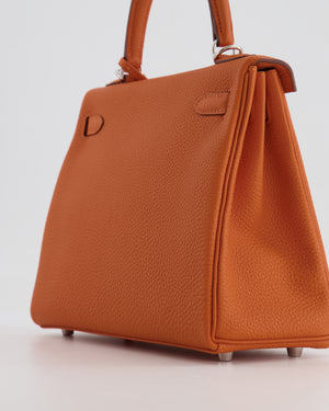 Hermès Kelly 25cm Retourne in Orange Togo Leather with Palladium Hardware