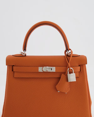 Hermès Kelly 25cm Retourne in Orange Togo Leather with Palladium Hardware