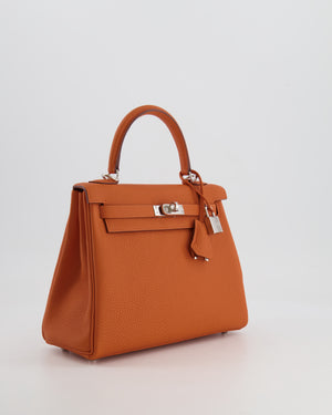 Hermès Kelly 25cm Retourne in Orange Togo Leather with Palladium Hardware