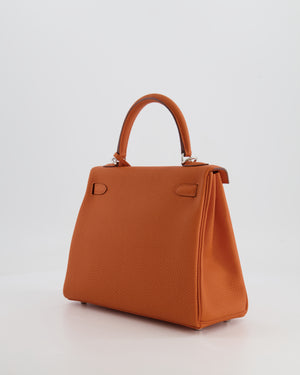 Hermès Kelly 25cm Retourne in Orange Togo Leather with Palladium Hardware