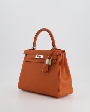 Hermès Kelly 25cm Retourne in Orange Togo Leather with Palladium Hardware