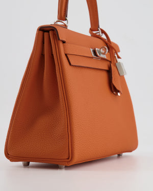 Hermès Kelly 25cm Retourne in Orange Togo Leather with Palladium Hardware