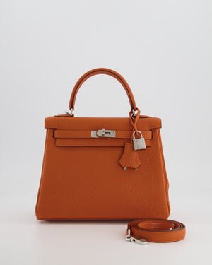 Hermès Kelly 25cm Retourne in Orange Togo Leather with Palladium Hardware