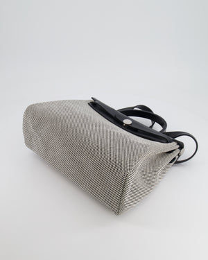 Hermès Herbag 31 Zip Bag in Black and Ecru Toile Quadrille with Palladium Hardware