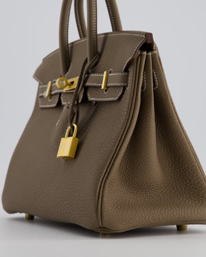 *VERY RARE* Hermès Birkin 25 Retourne Bag in Etoupe Togo Leather with Brushed Gold Hardware