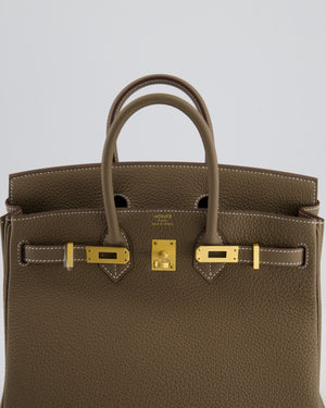*VERY RARE* Hermès Birkin 25 Retourne Bag in Etoupe Togo Leather with Brushed Gold Hardware