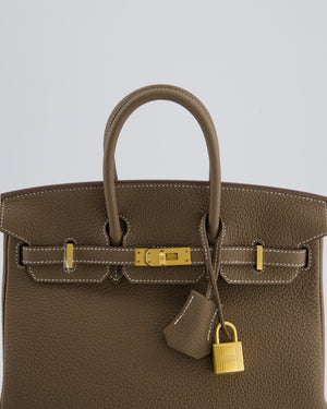 *VERY RARE* Hermès Birkin 25 Retourne Bag in Etoupe Togo Leather with Brushed Gold Hardware
