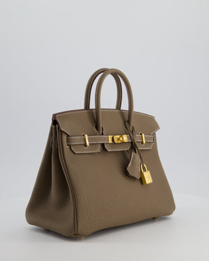 *VERY RARE* Hermès Birkin 25 Retourne Bag in Etoupe Togo Leather with Brushed Gold Hardware