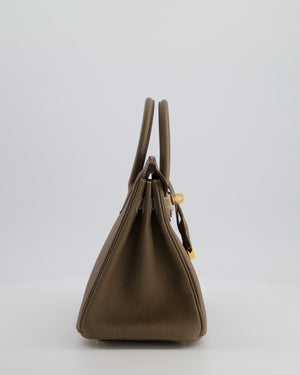 *VERY RARE* Hermès Birkin 25 Retourne Bag in Etoupe Togo Leather with Brushed Gold Hardware