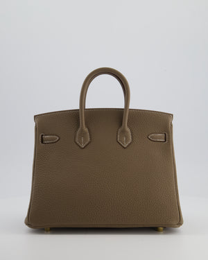 *VERY RARE* Hermès Birkin 25 Retourne Bag in Etoupe Togo Leather with Brushed Gold Hardware