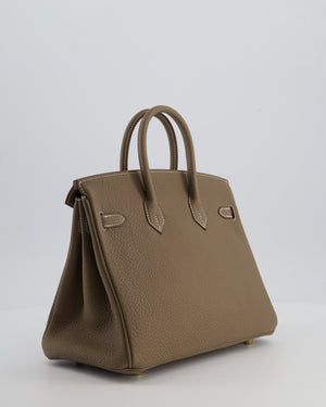 *VERY RARE* Hermès Birkin 25 Retourne Bag in Etoupe Togo Leather with Brushed Gold Hardware