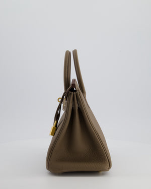 *VERY RARE* Hermès Birkin 25 Retourne Bag in Etoupe Togo Leather with Brushed Gold Hardware