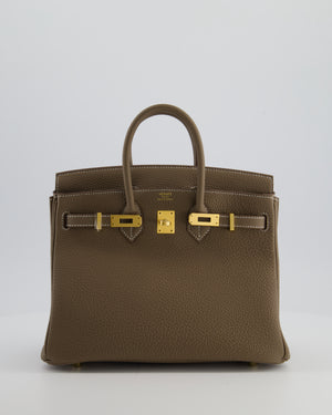 *VERY RARE* Hermès Birkin 25 Retourne Bag in Etoupe Togo Leather with Brushed Gold Hardware