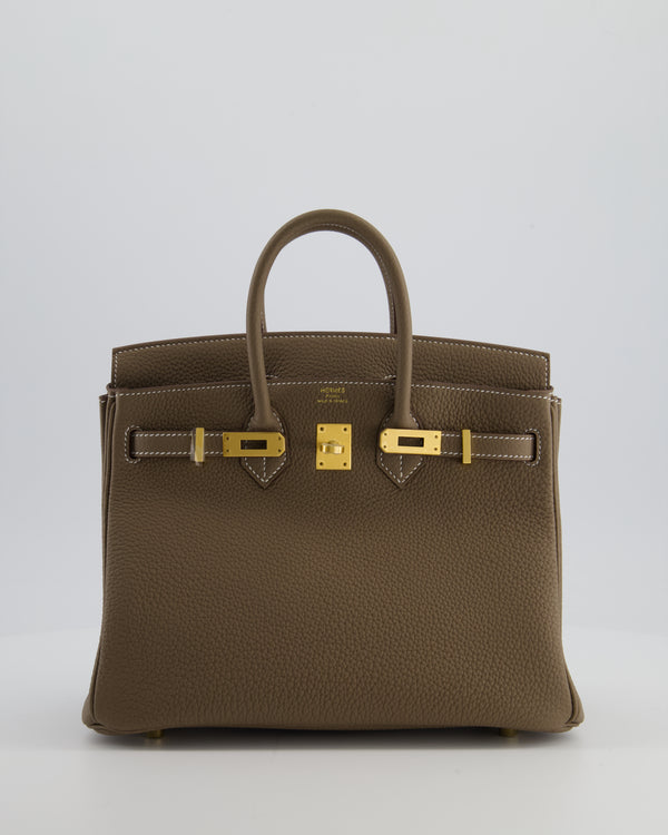 *VERY RARE* Hermès Birkin 25 Retourne Bag in Etoupe Togo Leather with Brushed Gold Hardware