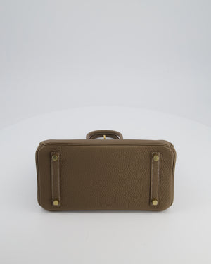 *VERY RARE* Hermès Birkin 25 Retourne Bag in Etoupe Togo Leather with Brushed Gold Hardware