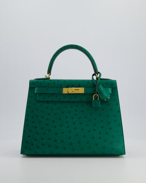 Hermès Kelly 28 Sellier Bag in Vert Vertigo Ostrich Leather with Gold Hardware