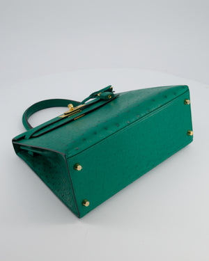 Hermès Kelly 28 Sellier Bag in Vert Vertigo Ostrich Leather with Gold Hardware