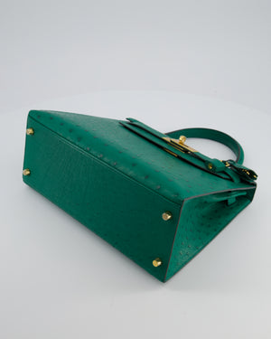 Hermès Kelly 28 Sellier Bag in Vert Vertigo Ostrich Leather with Gold Hardware